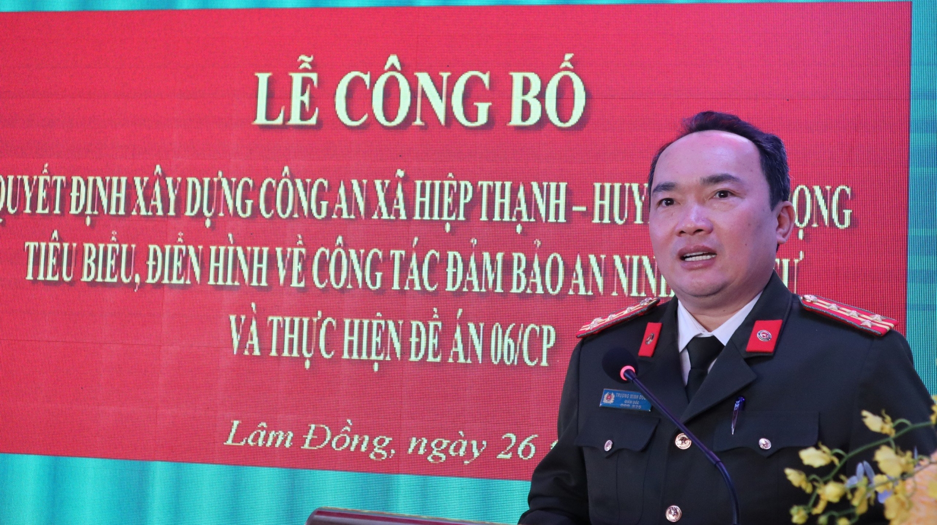 Đồng chí Trương Minh Đương - Ủy viên BTV, Giám đốc Công an tỉnh phát biểu chỉ đạo.