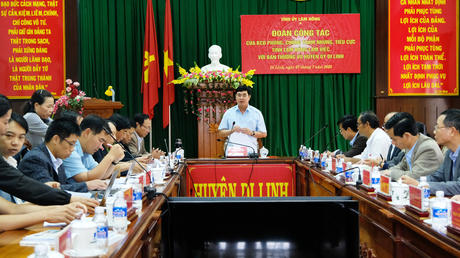 Đoàn công tác của Ban chỉ đạo phòng, chống tham nhũng, tiêu cực tỉnh làm việc tại huyện Di Linh