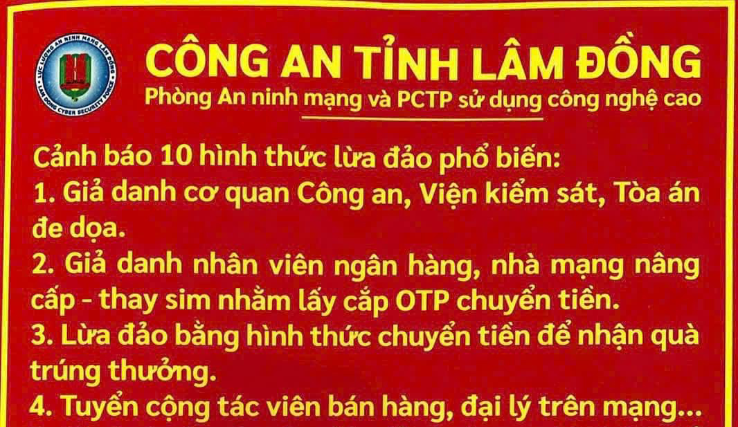 Công an Lâm Đồng công bố đường dây nóng tiếp nhận phản ánh lừa đảo qua mạng