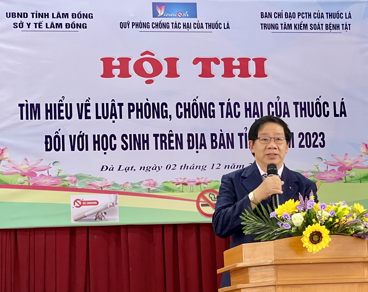 Ông Nguyễn Quốc Minh –Giám đốc Trung tâm Kiểm soát bệnh tật Lâm Đồng phát biểu khai mạc hội thi