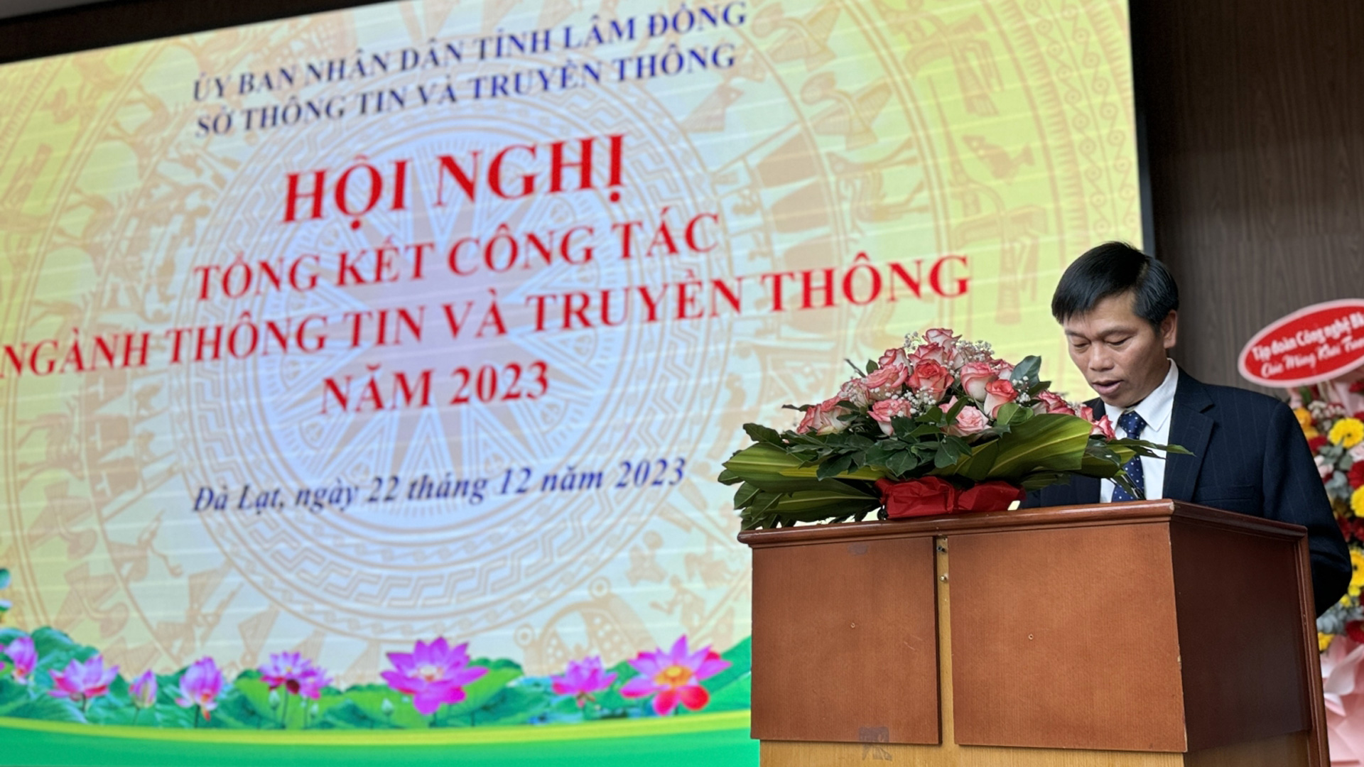 Ông Huỳnh Minh Hả i- Giám đốc sở Thông tin và Truyền thông tỉnh Lâm Đồng phát biểu tại buổi lễ