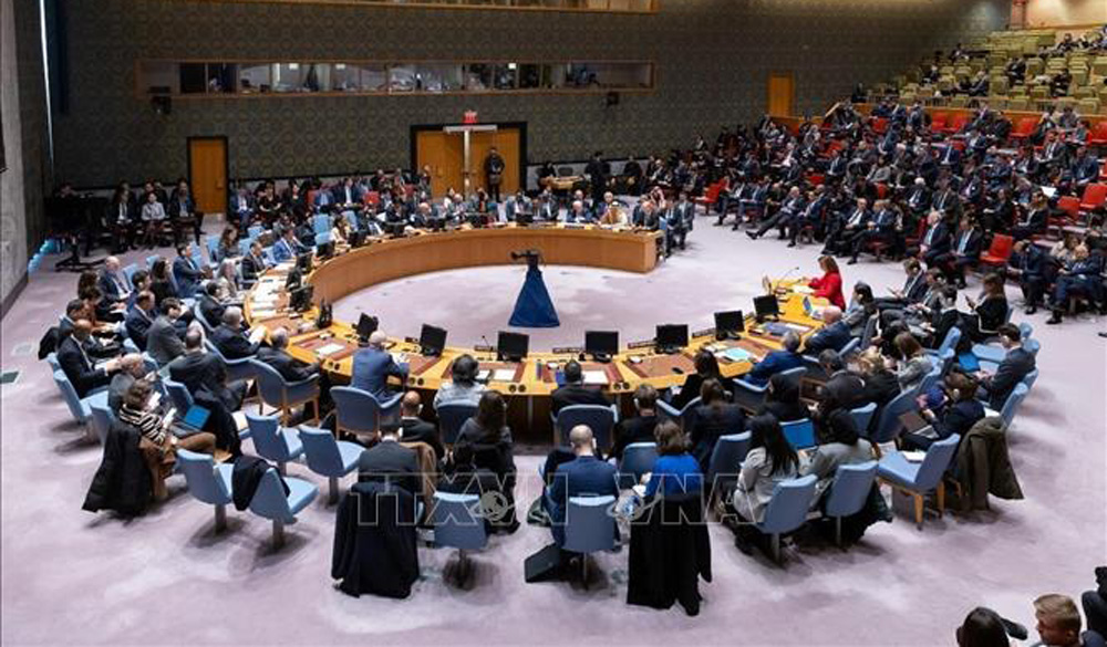 Quang cảnh phiên họp của Hội đồng Bảo an LHQ tại New York, Mỹ về xung đột ở Gaza, ngày 10/11/2023