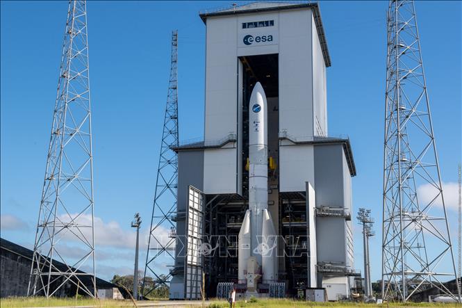Tên lửa đẩy Ariane 6 tại sân bay vũ trụ châu Âu ở Guiana, Pháp, ngày 23/6/2023
