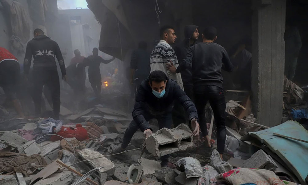 Cảnh đổ nát sau các cuộc không kích của Israel xuống thành phố Rafah, Dải Gaza, ngày 7/12/2023