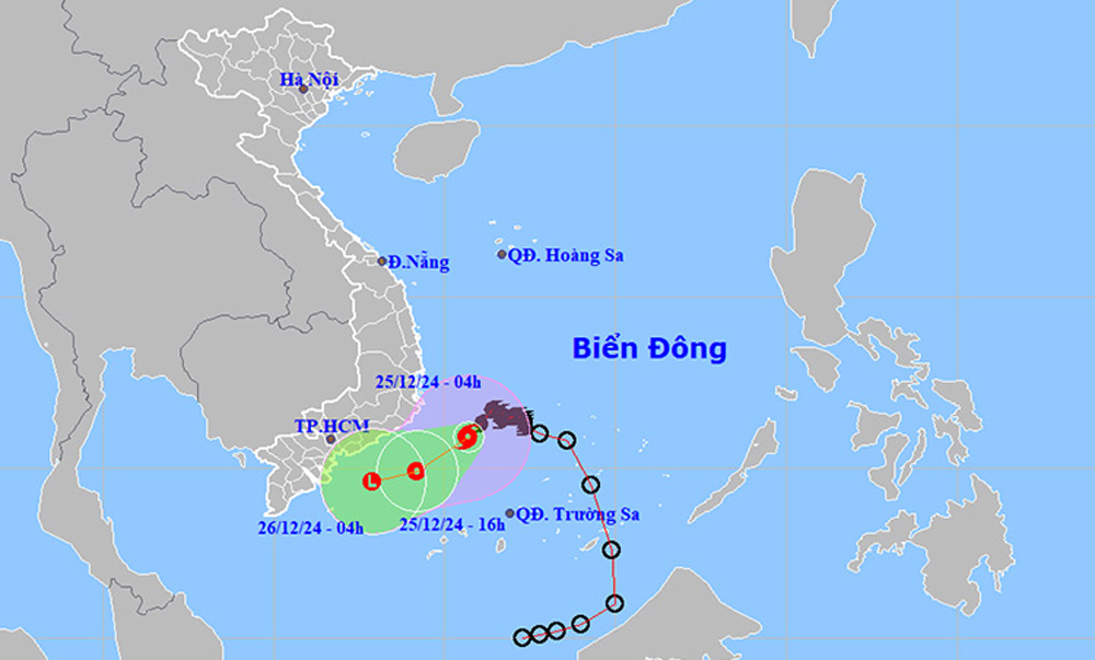 Thời tiết ngày 25/12: Gió mạnh, sóng lớn và mưa dông trên biển