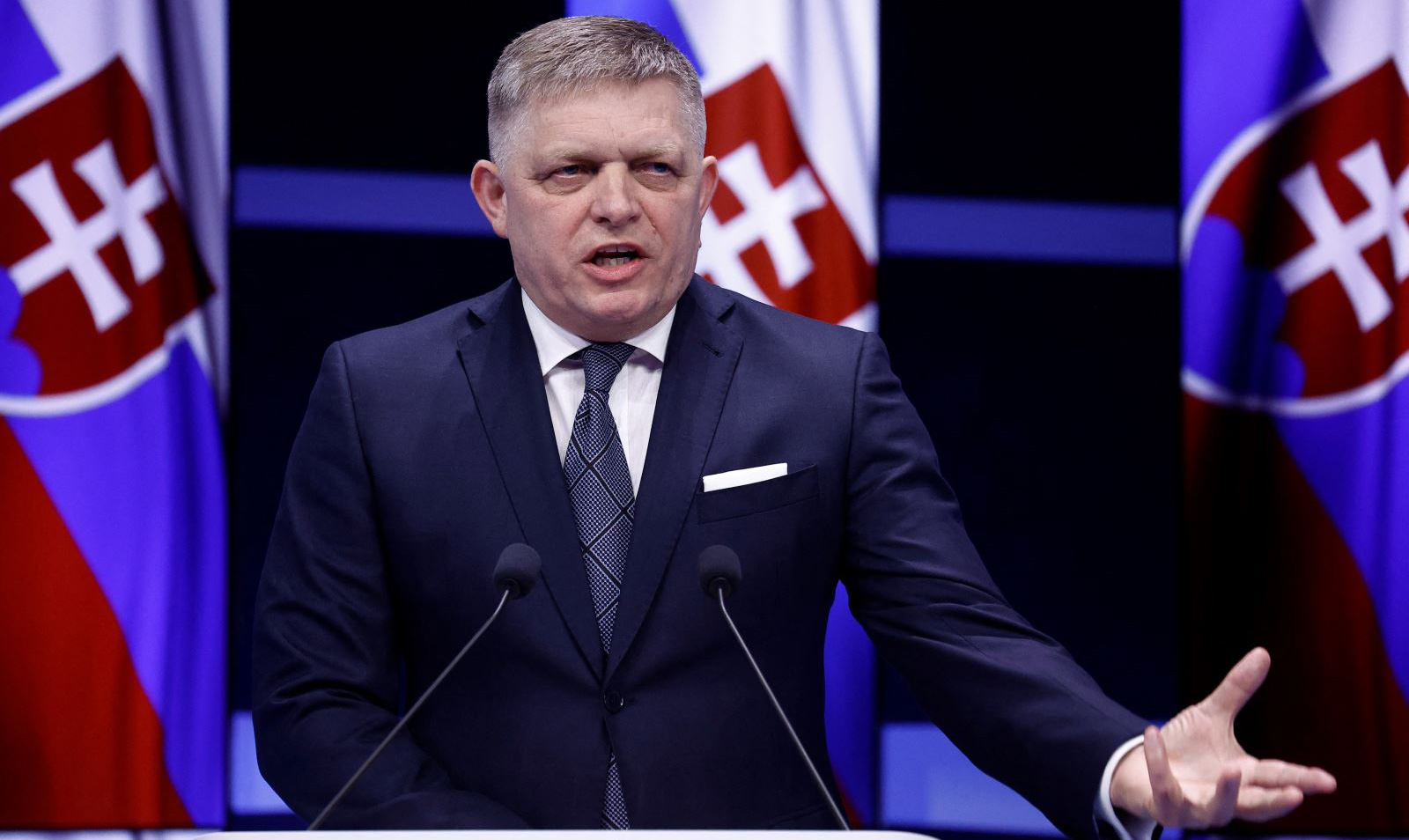 Thủ tướng Slovakia Robert Fico phát biểu tại Brussels, Bỉ, ngày 21/3/2024