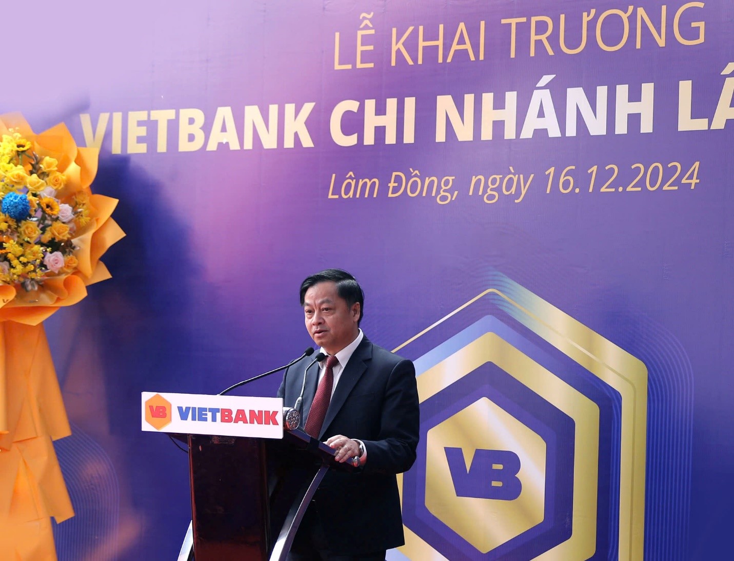 Ông Võ Văn Thanh - Giám đốc NHNN Việt Nam chi nhánh tỉnh Lâm Đồng phát biểu tại sự kiện