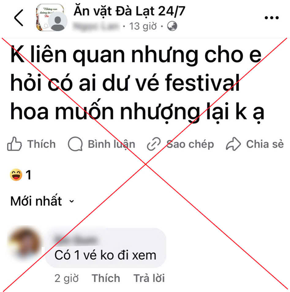 Các hành vi rao bán Giấy mời Lễ khai mạc Festival hoa Đà Lạt lần thứ X trái phép trên không gian mạng sẽ bị xử lý nghiêm theo quy định