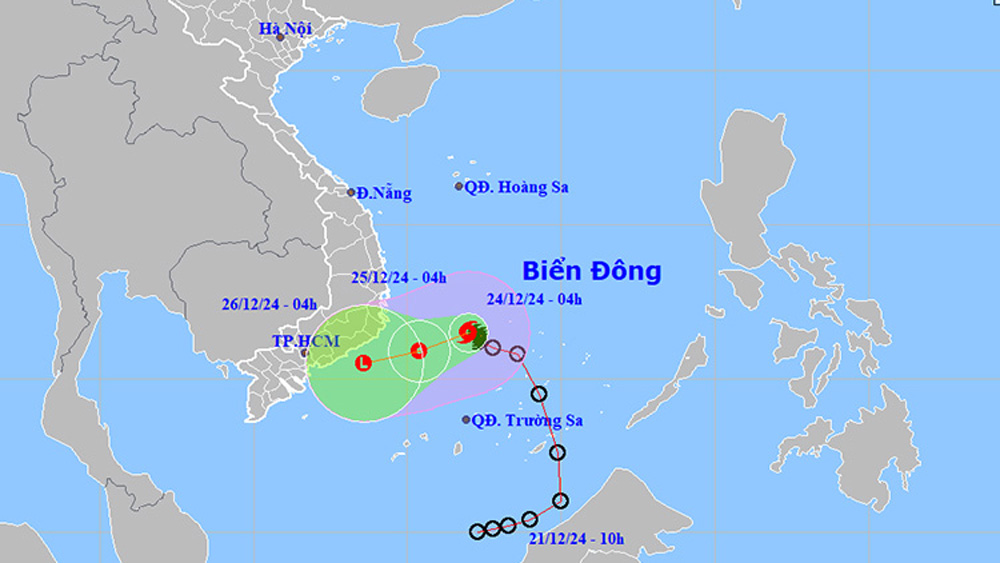 Thời tiết ngày 24/12: Bão số 10 đổi hướng di chuyển phức tạp