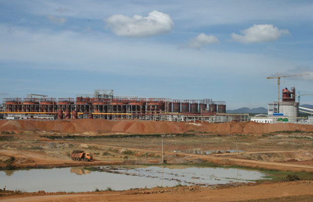 Toàn cảnh công trường xây dựng tổ hợp bauxite nhôm tại Tân Rai (Bảo Lâm).