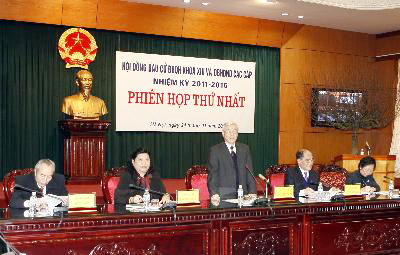 Tổng Bí thư, Chủ tịch Quốc hội, Chủ tịch Hội đồng bầu cử Nguyễn Phú Trọng phát biểu tại Phiên họp 