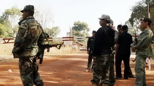 Binh sỹ Campuchia tại khu vực thuộc tỉnh Odar Meanchey, thuộc biên giới Campuchia-Thái Lan. (Ảnh: AFP/TTXVN)