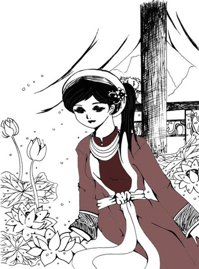 Tranh minh họa công chúa Ngọc Bình - chính cung của hai triều đại thù địch.