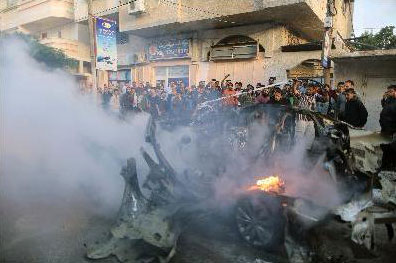 Máy bay Israel oanh tạc Gaza (Nguồn: AFP)