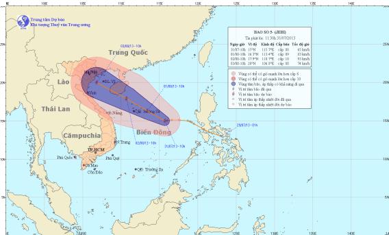 Bão cấp 12 đang hướng vào Bắc Bộ