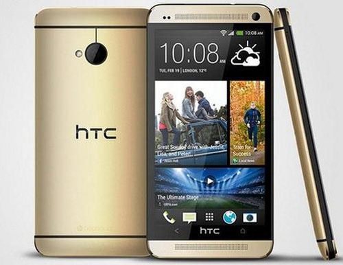 Chiếc HTC One có vỏ màu vàng giống như iPhone 5S màu vàng