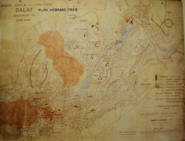 Bản đồ quy hoạch Đà Lạt năm 1923 do KTS nổi tiếng Hébrard thiết kế 