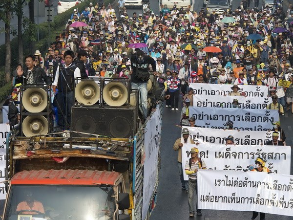 Người biểu tình chống chính phủ ở thủ đô Bangkok. (Nguồn: AFP/TTXVN)