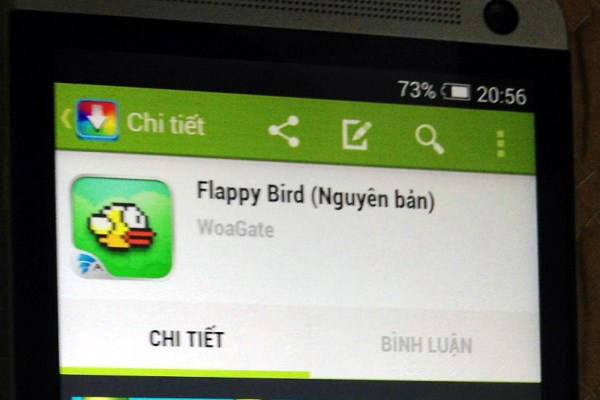 Người dùng hệ điều hành Android dễ dàng tải Flappy Bird từ Appstore.vn