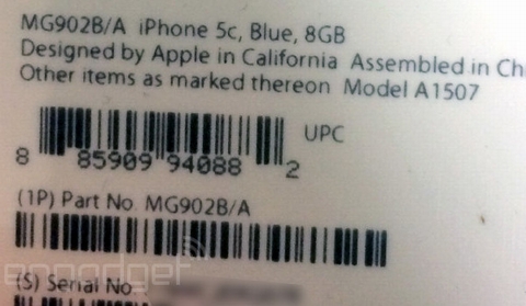 Hình ảnh cho thấy sự tồn tại của iPhone 5C phiên bản 8GB.