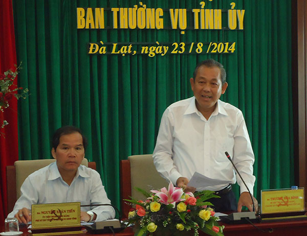 Đoàn kiểm tra của Ban Bí thư Trung ương Đảng làm việc với Ban Thường vụ Tỉnh ủy Lâm Đồng