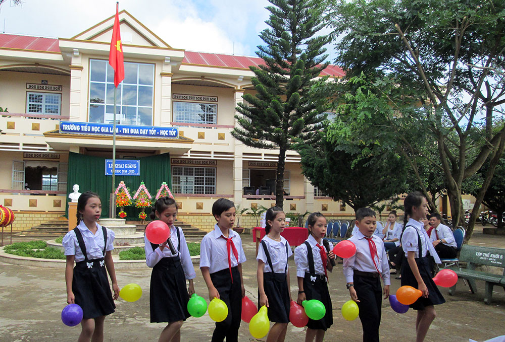 Trường Tiểu học Gia Lâm nơi được xã xây cất Nhà văn hóa thôn trên đất nhà trường. Ảnh D.Quỳnh