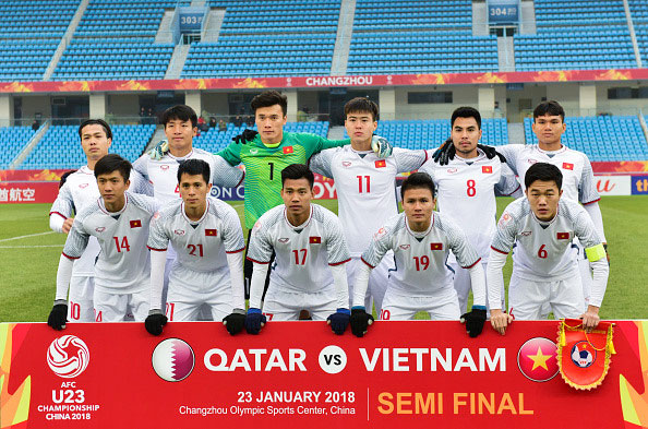 Đội tuyển bóng đá U23 Việt Nam trong trận bán kết gặp Qatar