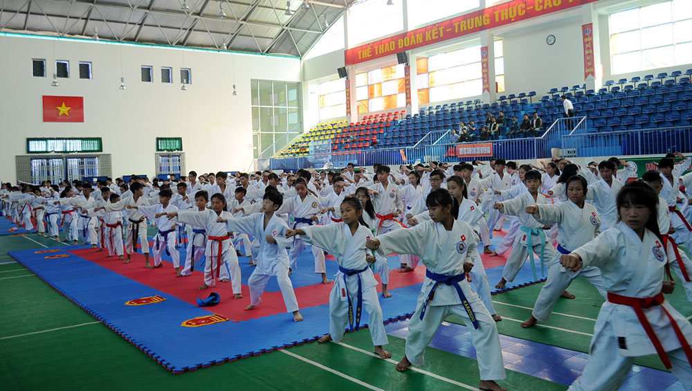 Các võ sinh tập luyện Karate - Do trên thành phố hoa. Ảnh: D.Danh