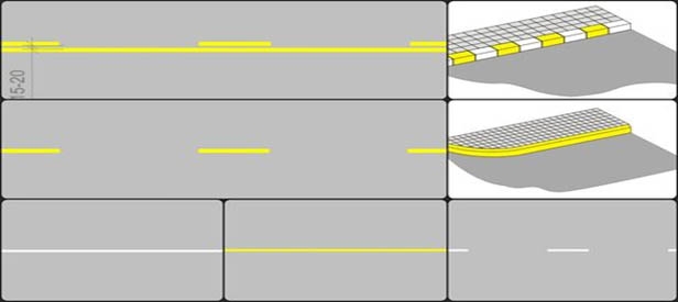 Vạch kẻ đường màu vàng và màu trắng (Ảnh: Quy chuẩn Việt Nam số 41:2016/BGTVT)