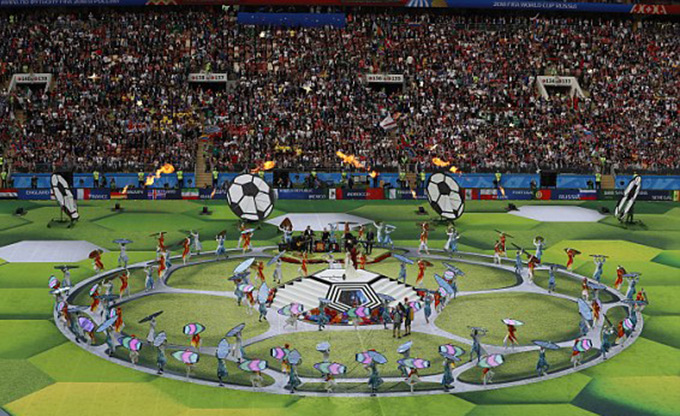 Quang cảnh lễ khai mạc World Cúp 2018 tại sân vận động Luzhniki