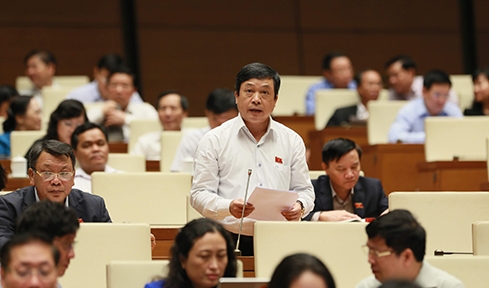 Trưởng đoàn Đại biểu Quốc hội đơn vị tỉnh Lâm Đồng Đoàn Văn Việt phát biểu tại Quốc hội.