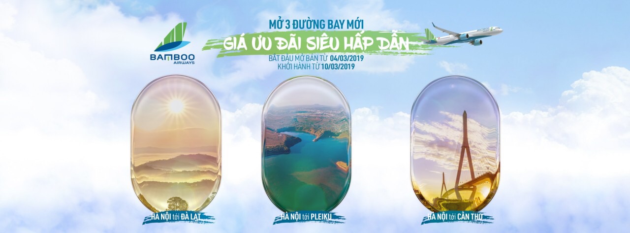 Bamboo Airways khai trương 3 đường bay mới từ Hà Nội đi Đà Lạt, Pleiku và Cần Thơ