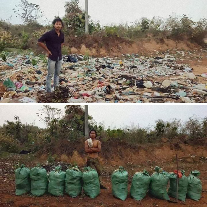 Anh chàng Nepal bên thành quả của mình.