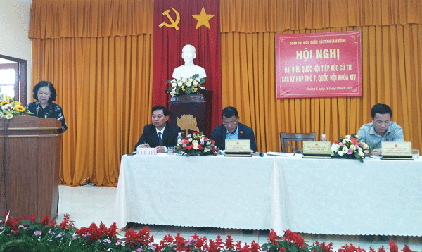 Bà Trương Thị Mai trả lời chất vấn của cử tri thành phố Đà Lạt