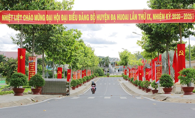 Rực rỡ màu cờ, sắc hoa ở đô thị trung tâm huyện Đạ Huoai