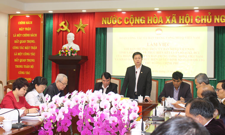 Toàn cảnh buổi làm việc của Đoàn công tác Ủy Ban Trung ương MTTQ Việt Nam tại Lâm Đồng