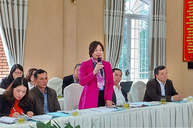 Đại diện Công ty Nhôm Lâm Đồng phát biểu ý kiến tại hội nghị
