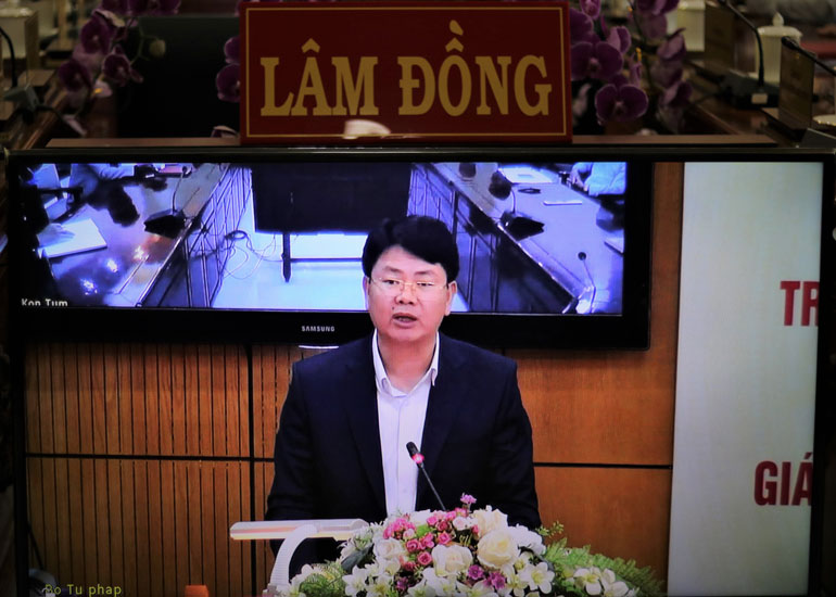 Thứ trưởng Bộ Tư pháp Nguyễn Thanh Tịnh phát biểu tại hội nghị