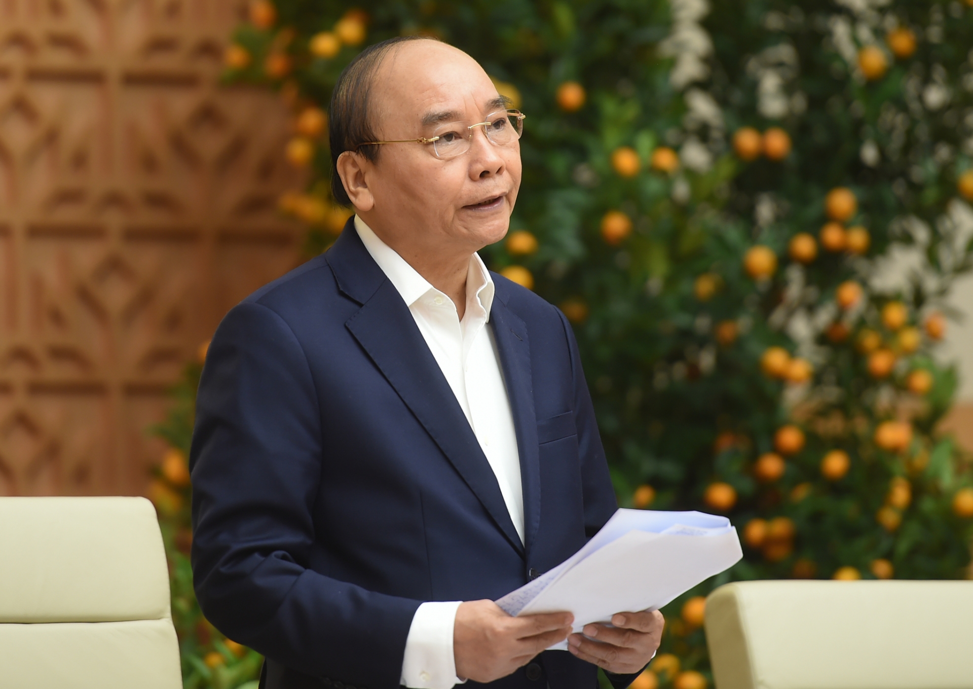 Thủ tướng Nguyễn Xuân Phúc phát biểu kết luận phiên họp Chính phủ tháng 1/2021
