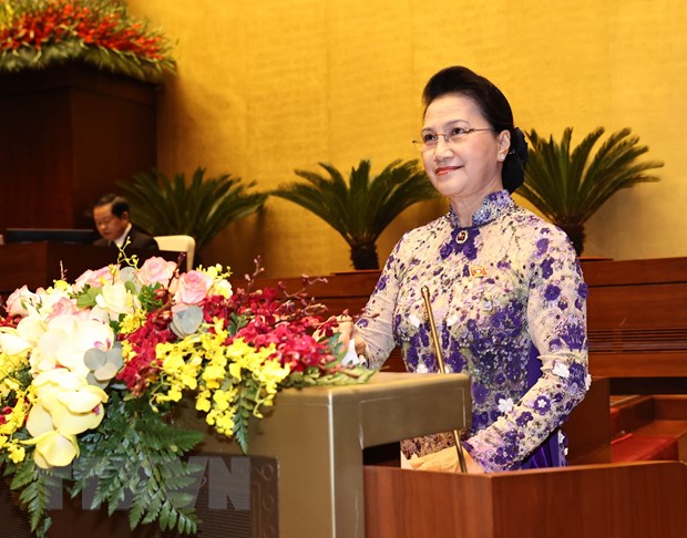 Chủ tịch Quốc hội Nguyễn Thị Kim Ngân phát biểu khai mạc Kỳ họp thứ 11, Quốc hội khóa XIV. 