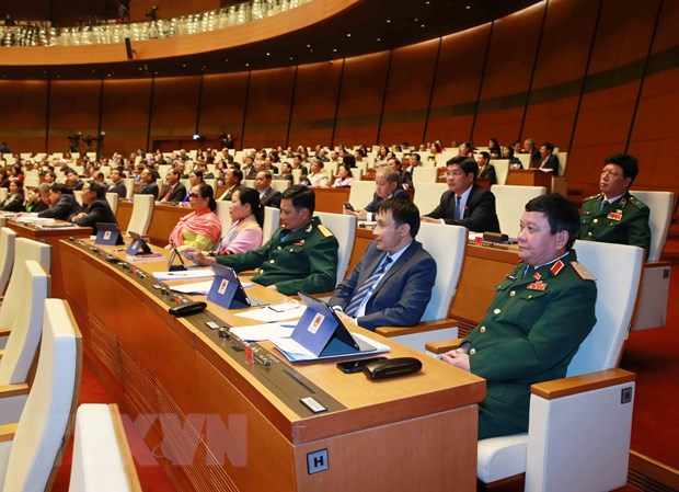 Đoàn đại biểu Quốc hội tỉnh Thừa Thiên-Huế dự kỳ họp. (Ảnh: Phương Hoa/TTXVN)