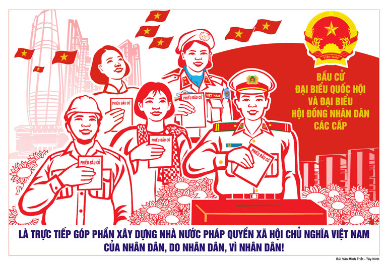 Tranh cổ động bầu cử của tác giả Bùi Văn Minh Triết, Tây Ninh