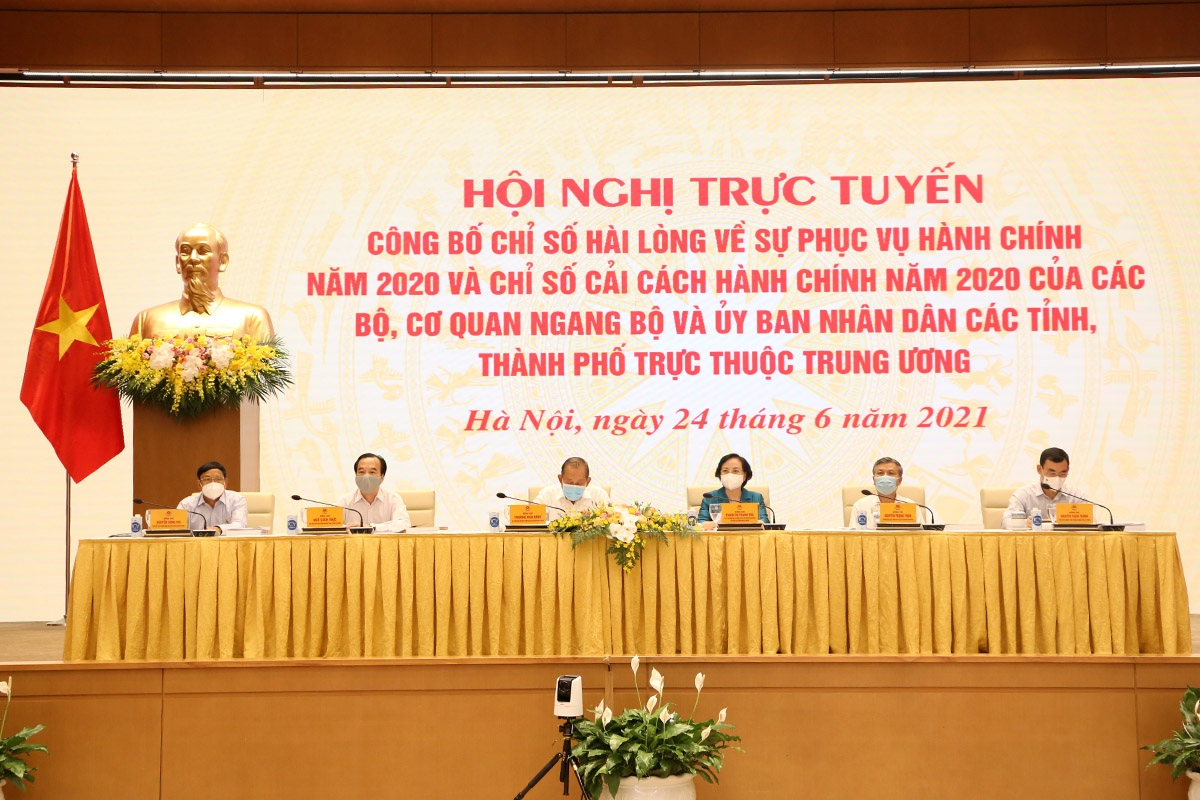 Hội nghị trực tuyến công bố Chỉ số cải cách hành chính năm 2020 của các bộ, cơ quan ngang bộ, UBND các tỉnh, thành phố trực thuộc Trung ương và Chỉ số hài lòng của người dân, tổ chức đối với sự phục vụ của cơ quan hành chính nhà nước năm 2020