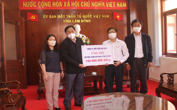 Công ty Thủy điện Đại Ninh đóng góp 120 triệu đồng cho Quỹ Phòng chống dịch Covid-19 tỉnh Lâm Đồng