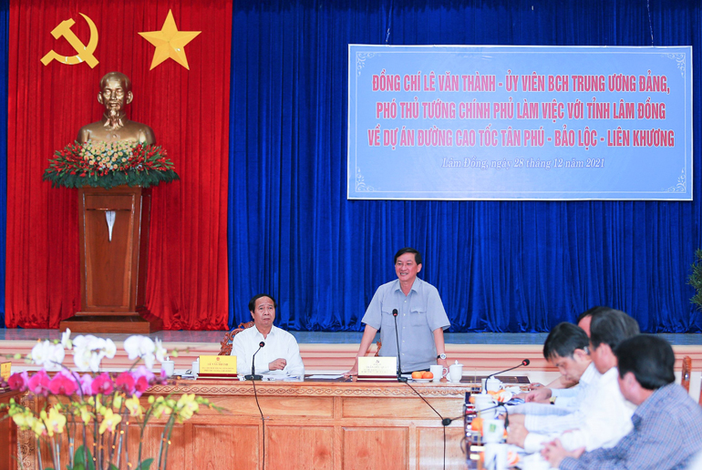Đồng chí Trần Đức Quận – Bí thư Tỉnh ủy Lâm Đồng phát biểu tại buổi làm việc