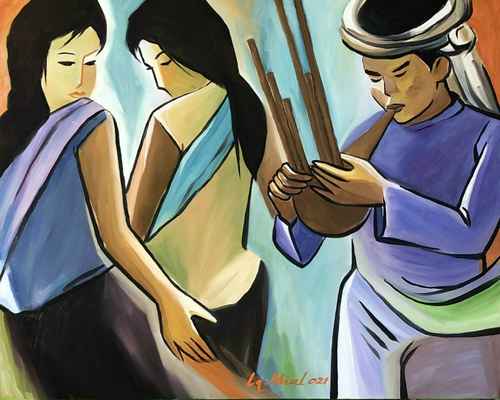 Vũ điệu Tamya Arya. Tranh của họa sĩ Lương Nguyên Minh