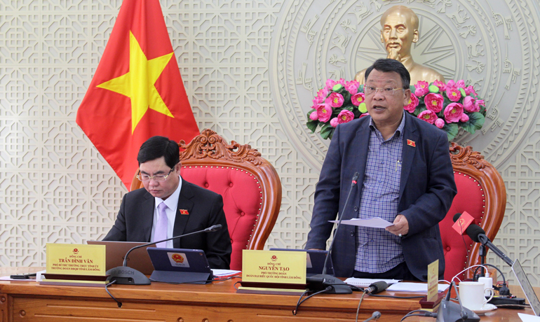 Đại biểu Nguyễn Tạo – Phó Trưởng đoàn chuyên trách ĐBQH tỉnh Lâm Đồng phát biểu thảo luận về Chủ trương đầu tư Dự án xây dựng công trình đường bộ cao tốc Bắc - Nam phía Đông giai đoạn 2021-2025