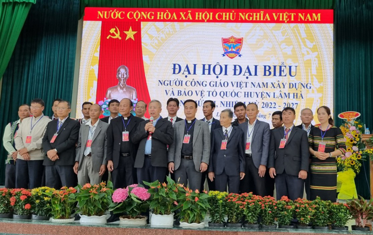Ban Đoàn kết Công giáo huyện Lâm Hà nhiệm kỳ 2022 - 2027 ra mắt Đại hội