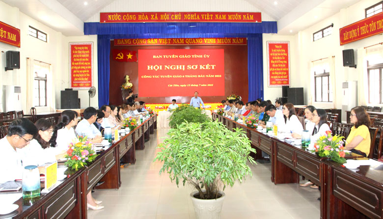 Toàn cảnh hội nghị sơ kết công tác tuyên giáo 6 tháng đầu năm 2022