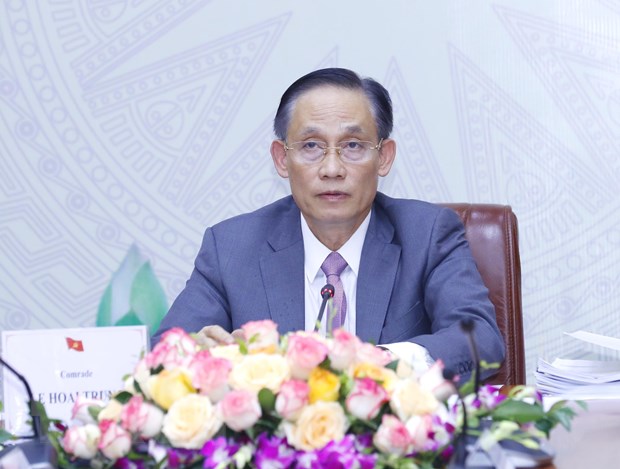  Ông Lê Hoài Trung, Uỷ viên Trung ương Đảng, Trưởng Ban Đối ngoại Trung ương đọc thư của Tổng Bí thư Nguyễn Phú Trọng gửi tới diễn đàn